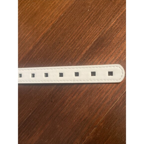 Anne Klein White Adjustable Laser Cut Buckle Belt M / L NEW Lion 80\'s Preppy main image 10